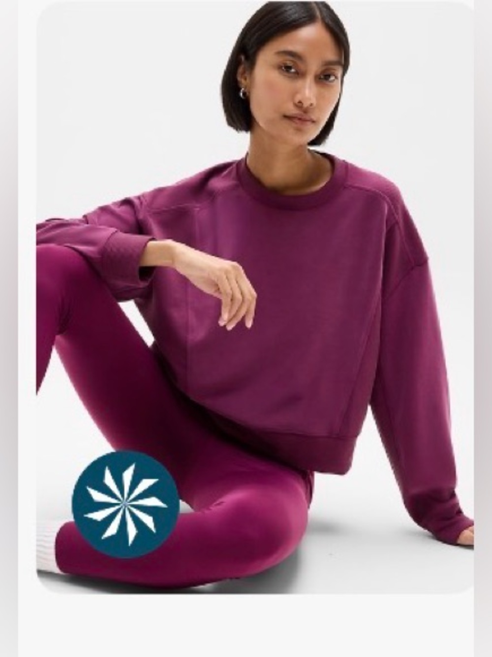Athleta Plum Cropped Crewneck Sweatshirt SEASOFT